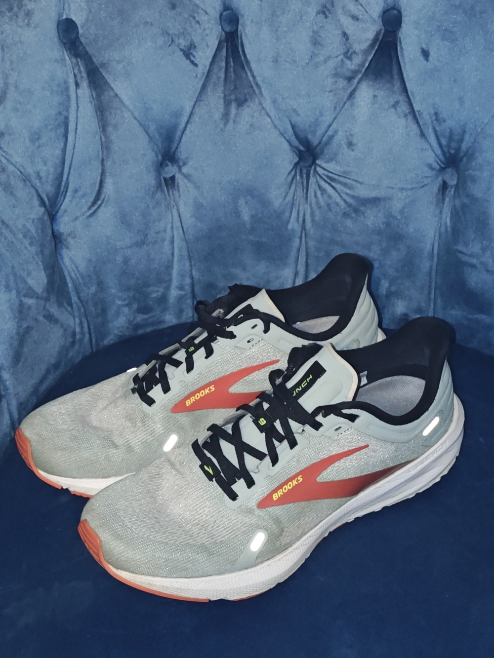 Brooks Men's Launch 9 Neutral Running Shoes - Light Gray with Orange Accents